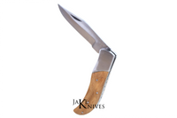 Folding knife with its wood made handle