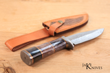 Hunting knife with Damacus blade