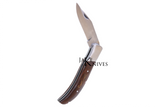 Folding knife with its dark brown wood made handle