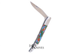 Folding knife with its multicolor handle in resin