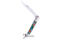 Folding knife with its multicolor handle in resin